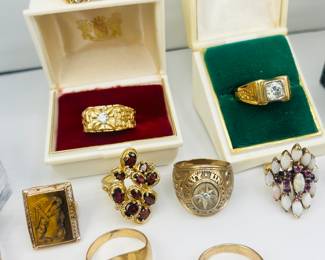 Diamond, Garnet Tiger Eye & Other Gemstone Gold Jewlery