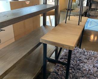 Sleek barn wood industrial mix goes anywhere you put it.