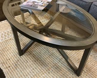 Glass top coffee table you can see through.