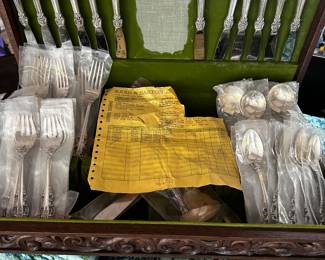 Reed &Barton  Sterling  60 pc set plus Gravy&Cake utensils 
Broke down into 12 soup spoon, forks, salad, forks, spoons, knives, 
Serving spatula 
