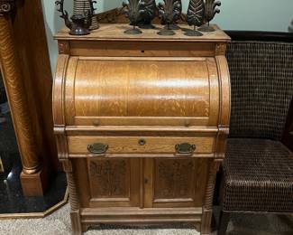 Eastlake Victorian cylinder desk 