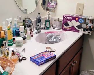 All kinds of usable items on them bathroom