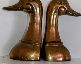 Vintage solid brass book ends