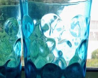 Mid Century  Cocktail Glasses Blue Dots Optic Thumbprint