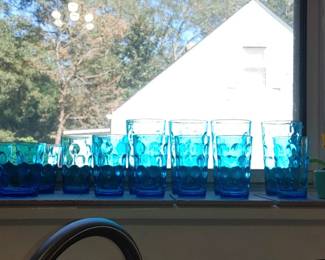 Mid Century Glasses Blue Dots Optic Thumbprint