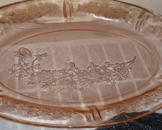 Pink cabbage rose platter 