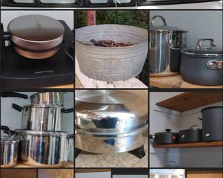 Great cookware cast iron 
Set of Calphalon cookware & more
New waffle maker Tupperware
Blender mixer ice cream maker