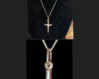 Vintage sterling cross necklace & crucifix
