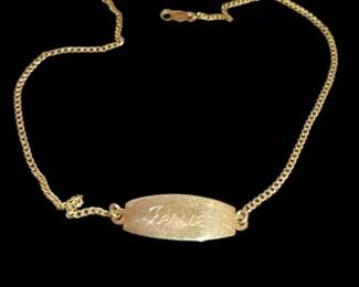 Vintage 12k gold filled anklet with Jessie engraved