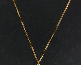 Vintage Pendant Necklace Etched Czech Glass Green 12KT GF Gold Filled Setting