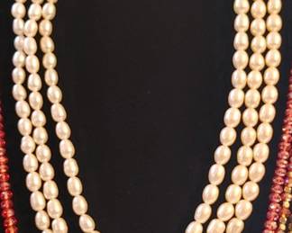 Genuine pearl necklace triple strand