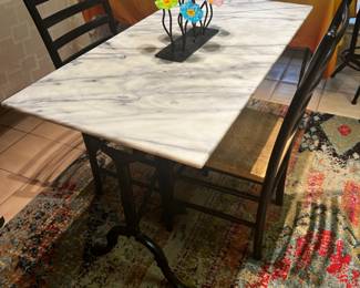 Marble Table Top with Cast Iron Base