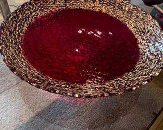 Red with Gold Trim Bowl