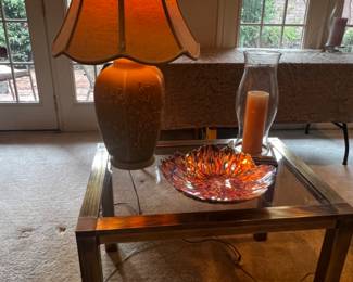 Pair of brass trim end table