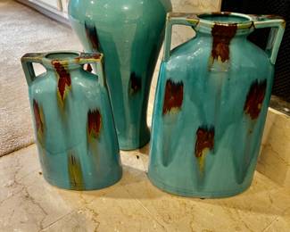 Trio Rustic Turquoise vases