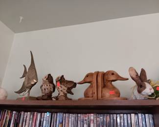 BRASS FISH SET OF OWLS DUCK BOOK ENDS