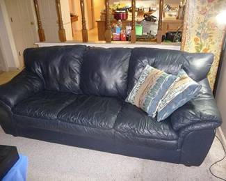 Dark Blue Leather Sofa