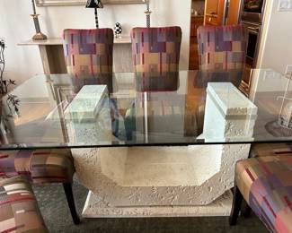 1980s Maitland Smith Style Glass Top Console Table