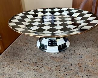 MacKenzie-Childs Courtly Check Enamel Pedestal Platter