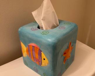 Coral Reef theme Tissue holder, ceramic