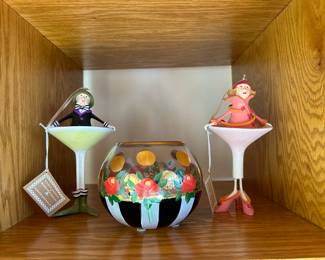 Mackenzie Childs Heirloom Glass Globe Patience Brewster Krinkles  Cosmopolitan Girl Ornaments