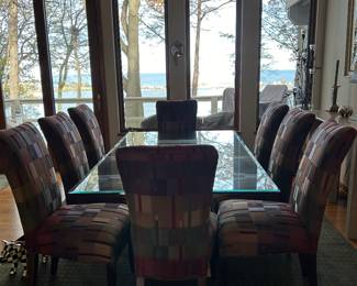 1980s Maitland Smith Style Glass Top Console Table