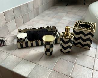 MacKenzie-Childs Zigzag Tissue Box Cover and Zig Zag Soap Dispenser