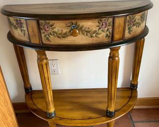 BUTLER MOZART LIGHT HAND PAINTED DEMILUNE CONSOLE TABLE WITH MIRROR 