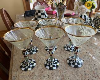 MacKenzie Childs Blooming Martini Glasses - set of 6