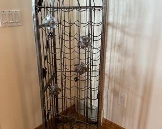 Wrought Iron Wine Rack with Grape, Leaf Design