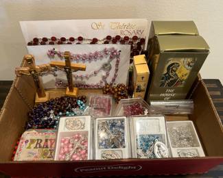 Religious items, Rosaries - Pink Red Murano Millefiori Glass Rosary 