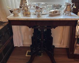 Marble Top, Walnut Parlor Table