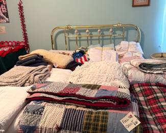 Brass Headboard (Full).  Linens