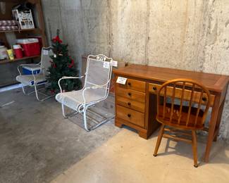 Student Desk & Chair.  Woodard Patio Chairs