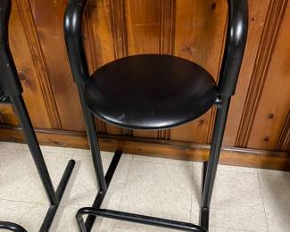 Postmodern Black Tubular Bar Stools with Foam Backs by Amisco