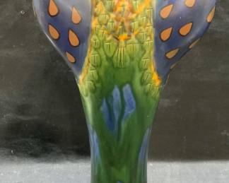 Hand Painted Ceramic Peacock Vase
