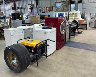 Signed Kevin Harvick Race Tire, Generator, washer and Dryers and Vanity's. Orlando Auction