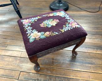 Antique Needlepoint Stool