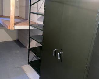 Shelving and metal cabinet 