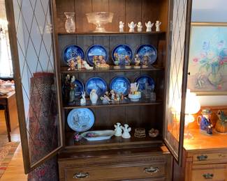 2 piece hutch with light and 3 drawer storage