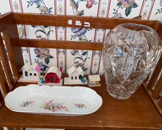 Putz  houses and crystal vase … so pretty it’s pronounced “Vahz”