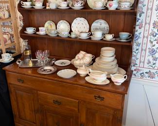 Lovely 2 piece China hutch display -lots of display space and loads of storage below