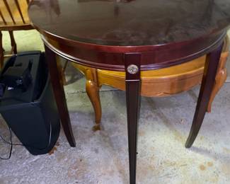 3 legged demo lune cherry finish table