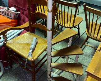 Plant stand & ladder back chair with rush seat 