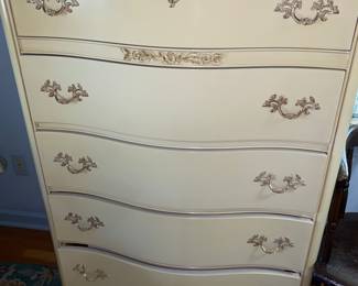 5 drawer French Provincial tall boy dresser