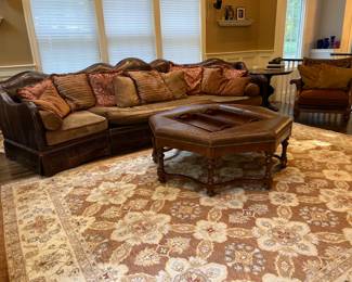 Century Sofa, Century Chair, Wood and Leather Ottoman