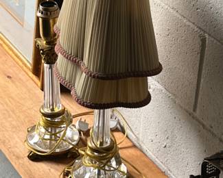 Julia Gray Crystal Lamps Silk Shades $175