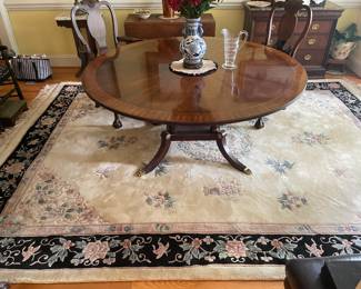 Gorgeous 2 tone enlay Henkel Harris round dining table