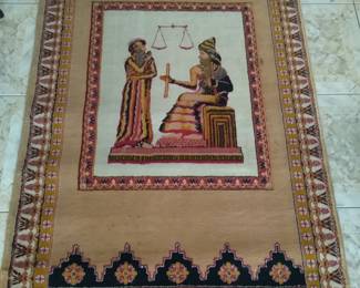 Hand-woven oriental rug - 40" X 70" with Baghdad, Iraq manufacturer tag of authenticity 