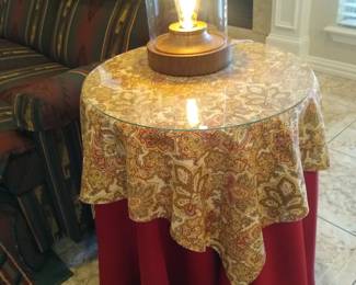 end table with Edison lamp